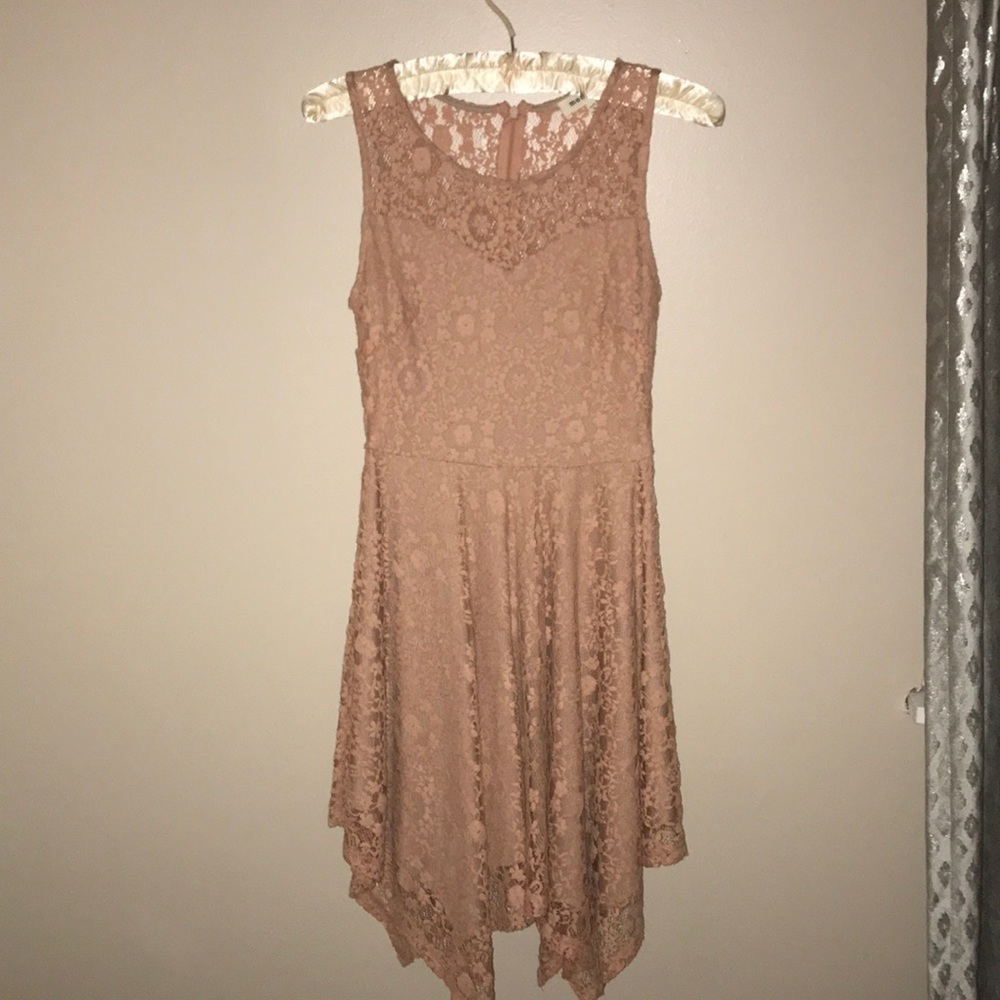Pinkish Tanish Lace Mini Dress